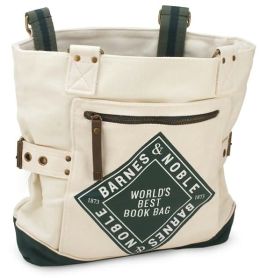 World's Best Bookbag Green/Natural 2 Color Canvas with Web Handles (12.75x3x13.5)