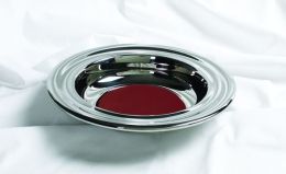 Offering Plate: Silver/Red: Stainless Steel