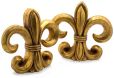 Product Image. Title: Faux Gold Finish Resin Fleur de Lis Bookends Set of 2
