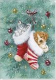 Product Image. Title: Stocking Pets Small Boxed Holiday Cards