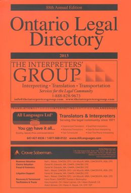 Ontario Legal Directory 2013: Published Annually since 1925 Lynn Browne