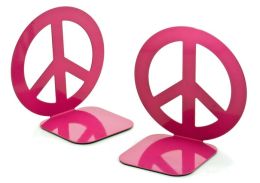 Jonathan Adler Love Dove Peace Sign Fuchsia Metal Bookend set of 2