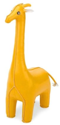 Yellow Leather Look Giraffe Bookend- 1 Piece (14')