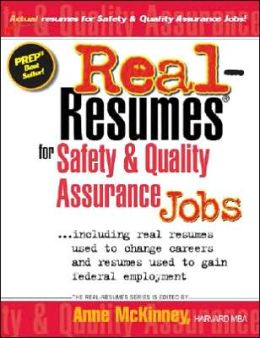 Real-Resumes for Safety and Quality Assurance Jobs